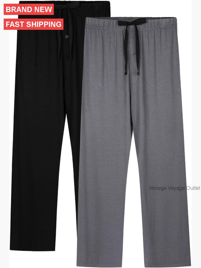 Soft Bamboo Rayon Pajama Pants With Pockets, Large, 2 Pack